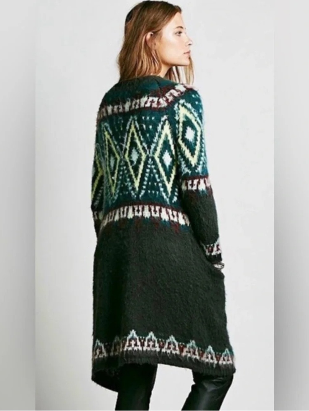 Free People Frosted Fair Isle cardigan Womens Small Mohair Wool Blend